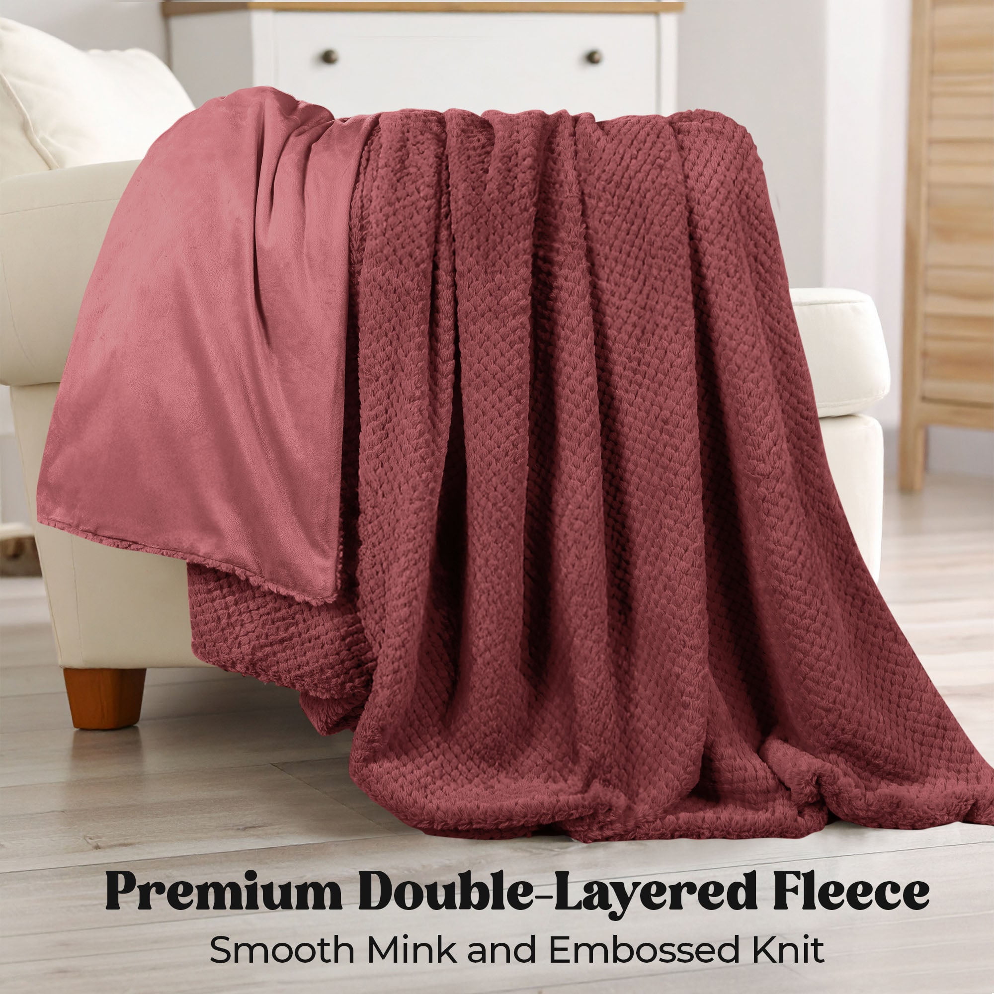 Superior Victoria Ultra-Soft Fluffy Fleece Blanket, Twin Size, Dusted Rose