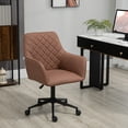 thumbnail image 3 of KWUXIN Mid Back Modern Home Office Chair for Enhanced Comfort and Productivity, Adjustable Height and Padded Armrests, 23.5" W x 25.25" D x 34.75" -38.5" H,Brown, 3 of 11