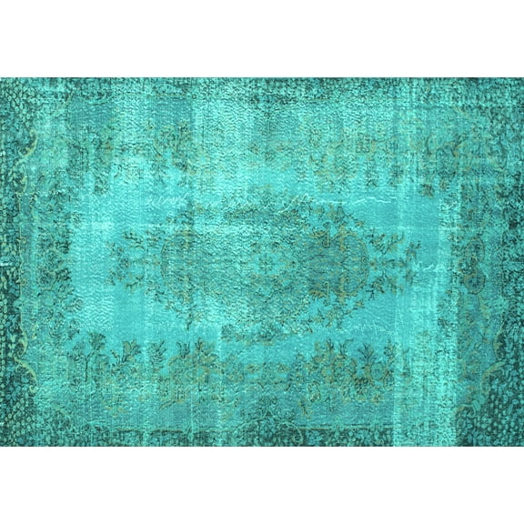 Ahgly Company Indoor Rectangle Persian Turquoise Blue Bohemian Area Rugs, 5' x 7'