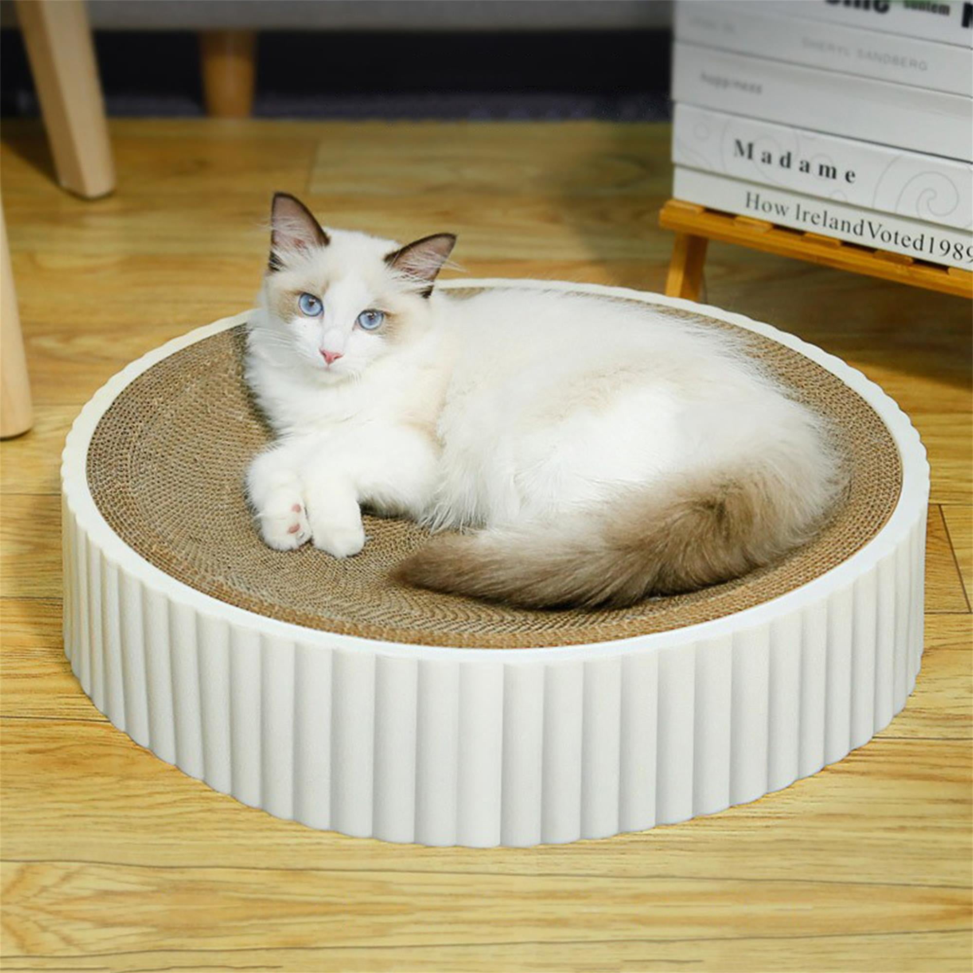 Pefilos 18" Cat Scratcher Toy with Base, Cardboard Cats Scratching Post Bed Durable Scratch Kitties Wear-Resistant Supplies, White Pefilos 18" Cat Scratcher Toy with Base, Cardboard Cats Scratching Post Bed Durable Scratch Kitties Wear-Resistant Supplies, White