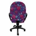 thumbnail image 3 of Vintage Office Chair Slipcover, Ink Hand-drawn Art Pattern with Chrysanthemums Grunge Weathered Look, Protective Stretch Decorative Fabric Cover, Standard Size, Purple Pink, by Ambesonne, 3 of 5