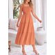 thumbnail image 4 of Vestido PRETTYGARDEN para mujer, midi, fruncido, de verano, marrón y naranja, 4 of 9