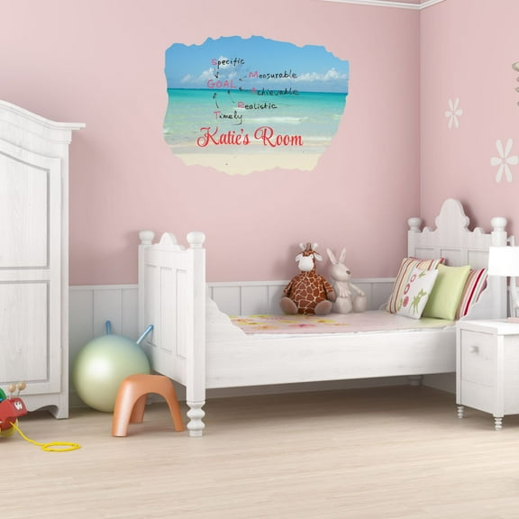 Quotes/sayings Watercolor Custom Name Wall Decals for Kids Room - Positive Acronym Abbrevieation Quotes Motivational Personalized Bedroom Wall Sticker Water Color Style - Size: 30 In x 24 In