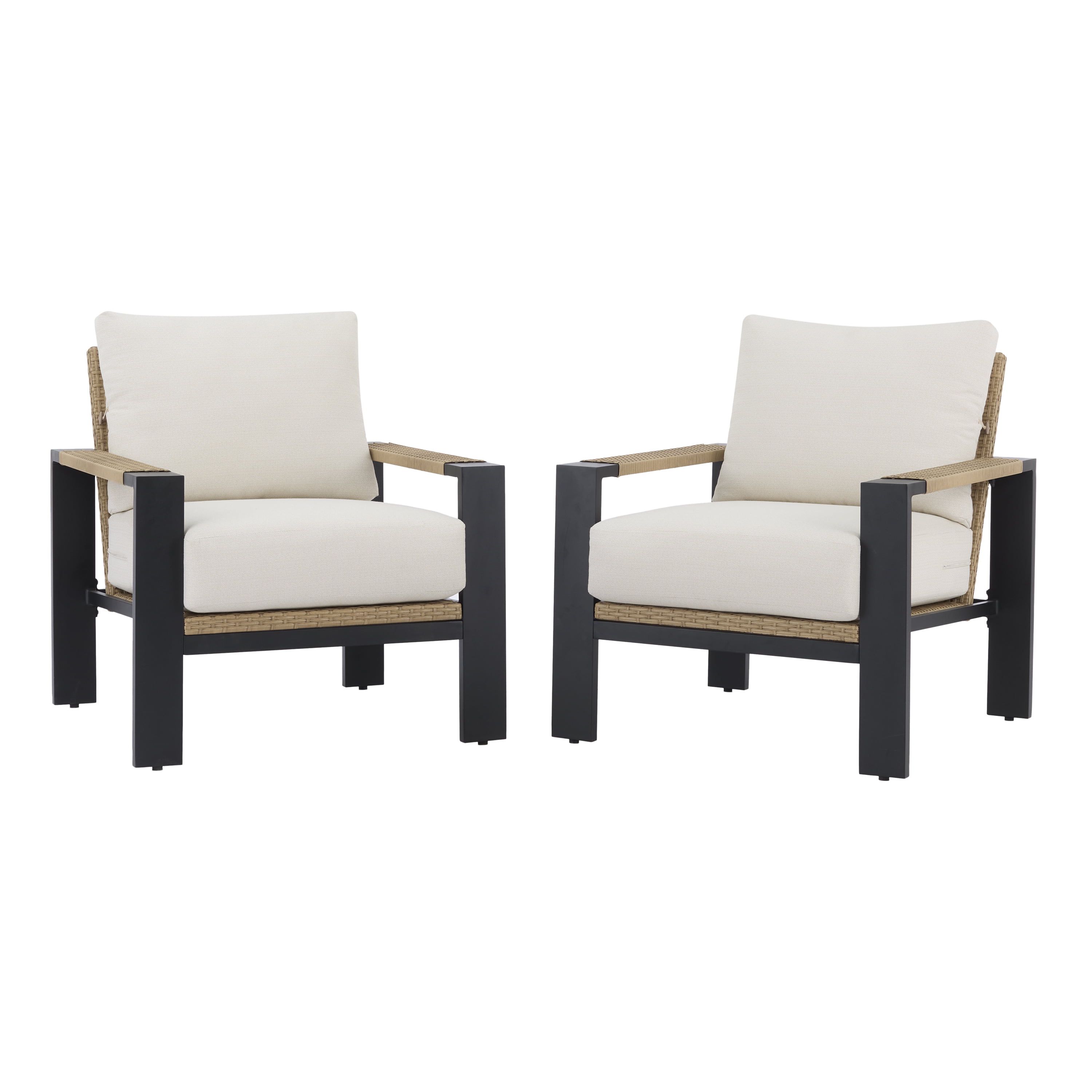 Better Homes & Gardens Ventura 2-Piece Outdoor Wicker Chat Chair, Beige