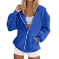 thumbnail image 2 of Aihuaihua Zip Up Hoodie Women Plus Size Cute Casual Long Sleeve Zipper Sweatshirts Fall Y2k Outfits Comfy Track Jackets with Pockets (Blue,XXL), 2 of 8