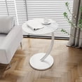 thumbnail image 5 of Modern Wrought Iron & Wood Side Table - Marble-Like White Top with Storage Shelf - Space-Saving for Living Room, Bedroom - Black Metal Frame, Easy Assembly, 5 of 16