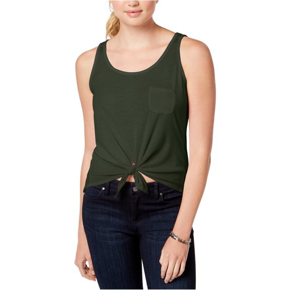 Rebellious One Womens Tie-Front Tank Top, Green, Large
