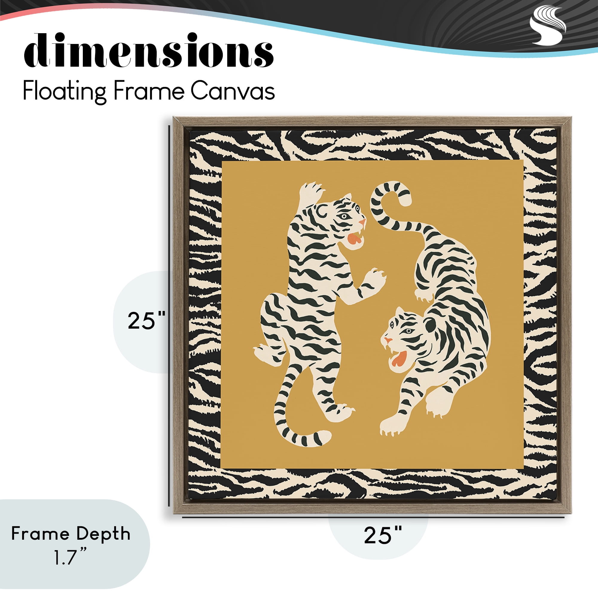 Stupell Industries Boho Twin Tiger Stripes Brown Framed Floater Canvas Wall Art, design by Karolina Sato
