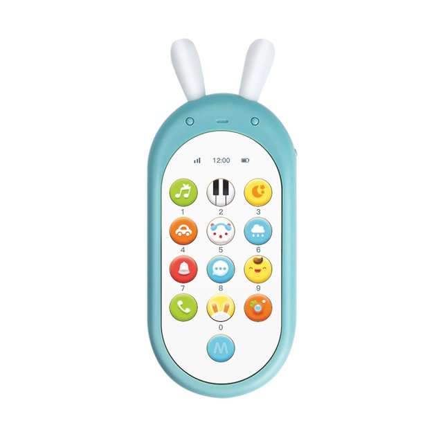 Juguete de dentición para teléfono celular de bebé Juguete de teléfono musical para niños pequeños Niños Niños Niñas Juguete de aprendizaje electrónico con luz de sonido,Blue,11 Afortunado Sencillez