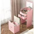 thumbnail image 2 of Leumius 3-in-1 Vanity Desk with Lights & Mirror,Small Makeup Vanity Set with 3 Lighting Modes & Hidden Storage Stool,Multifunctional Dressing Table Set for Small Space,Bedroom,Pink, 2 of 8