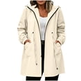thumbnail image 2 of Fnooota Women's Rain Jackets&nbsp;, Zip up Mid-length Waterproof Outdoor Windbreaker Raincoats with Hood Beige Size XL, 2 of 5