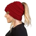 thumbnail image 1 of Gorro de moño alto desordenado para mujer con agujero para cola de caballo, gorro de calavera de esquí de punto cálido y moderno para invierno Sailing Electrónica, 1 of 2