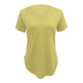 thumbnail image 4 of Delayuji Womens T Shirts V Neck Summer Short/Long Sleeve Cotton Tops Tees Yellow Xxxl Polyester,Spandex Short Sleeve Shirts for Women, 4 of 4