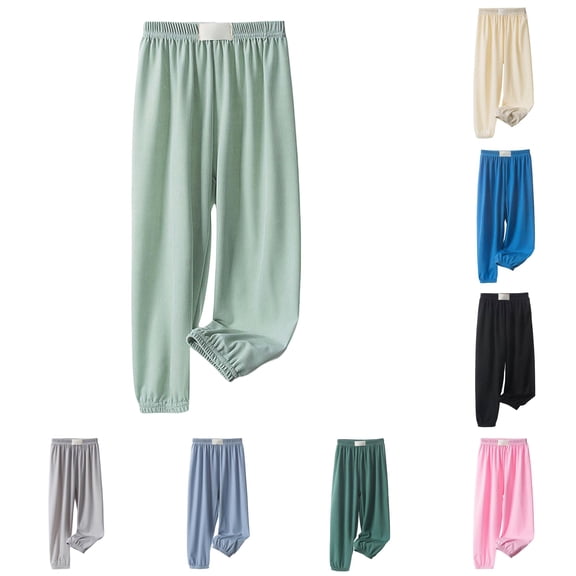 WhouRiu Girls Casual Summer Pants Solid Color Elastic Waist Loose Pants Kids Comfortable Breathable Lightweight Trousers,5-6 Years