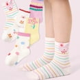 thumbnail image 6 of CUZIBR Girls Funny Socks 5 Pairs Athletic Cute Cartoon Print Striped Ankle Socks Classic Runnign Walking Basketball Sport Funny Crew Socks Fall Winter Footwear,Pink,9-12 Years, 6 of 9