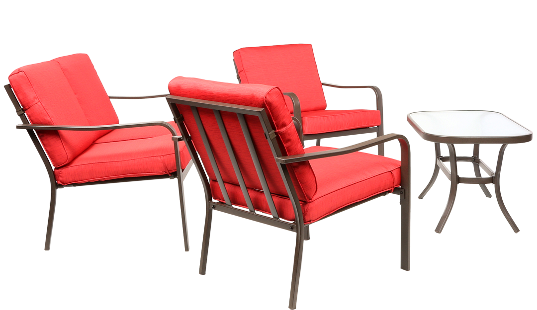 Mainstays Stanton 4-Piece Patio Furniture Conversation Set, Red, Metal - image 2 of 10