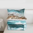 thumbnail image 5 of jejeloiu Sea Beach Full Size Comforter Sets For Girls,Starfish Shell Print Bedding Comforter Set,Teal Beige,Reversible,3-Piece,1 Comforter and 2 Pillowcases, 5 of 7