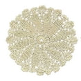 thumbnail image 2 of PLJFXXM Gold Round Placemats Flower Metallic Circle Vinyl Place Mats 7.8 Inch Wipeable Hollow Out Table Mat for Anniversary Wedding Events Kitchen (2PCS), 2 of 9