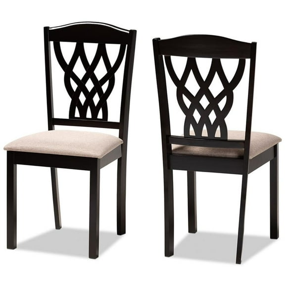 Bowery Hill Upholstered and Brown Finished Wood 2-Piece Dining Chair Set