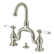Kingston Brass KS7998PL English Country Bridge Bathroom Faucet with Matching Pop-up Drain, Brushed Nickel