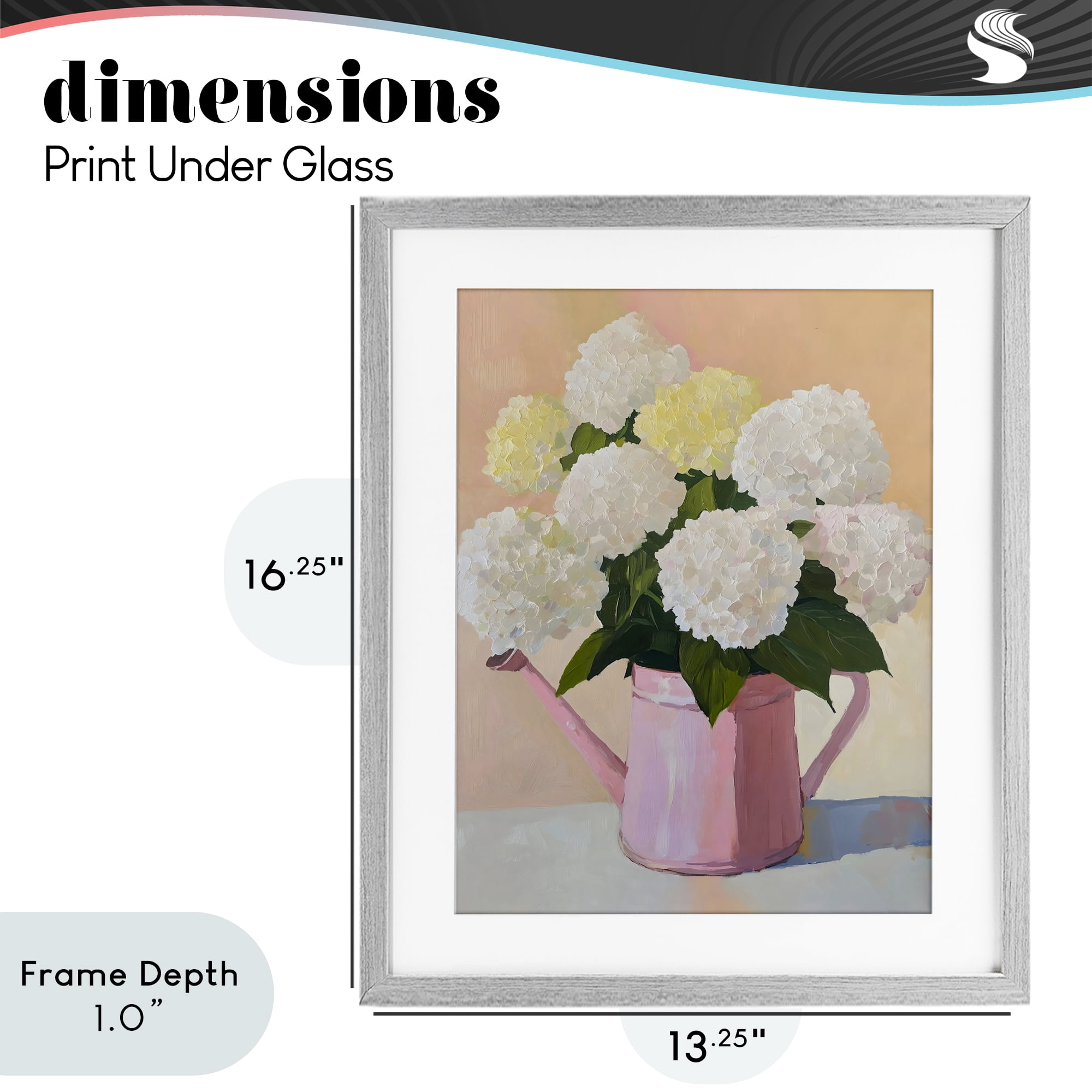 Stupell Industries Hydrangeas in Watering Can Gray Framed Print Under Glass, design by The Prints Vibe