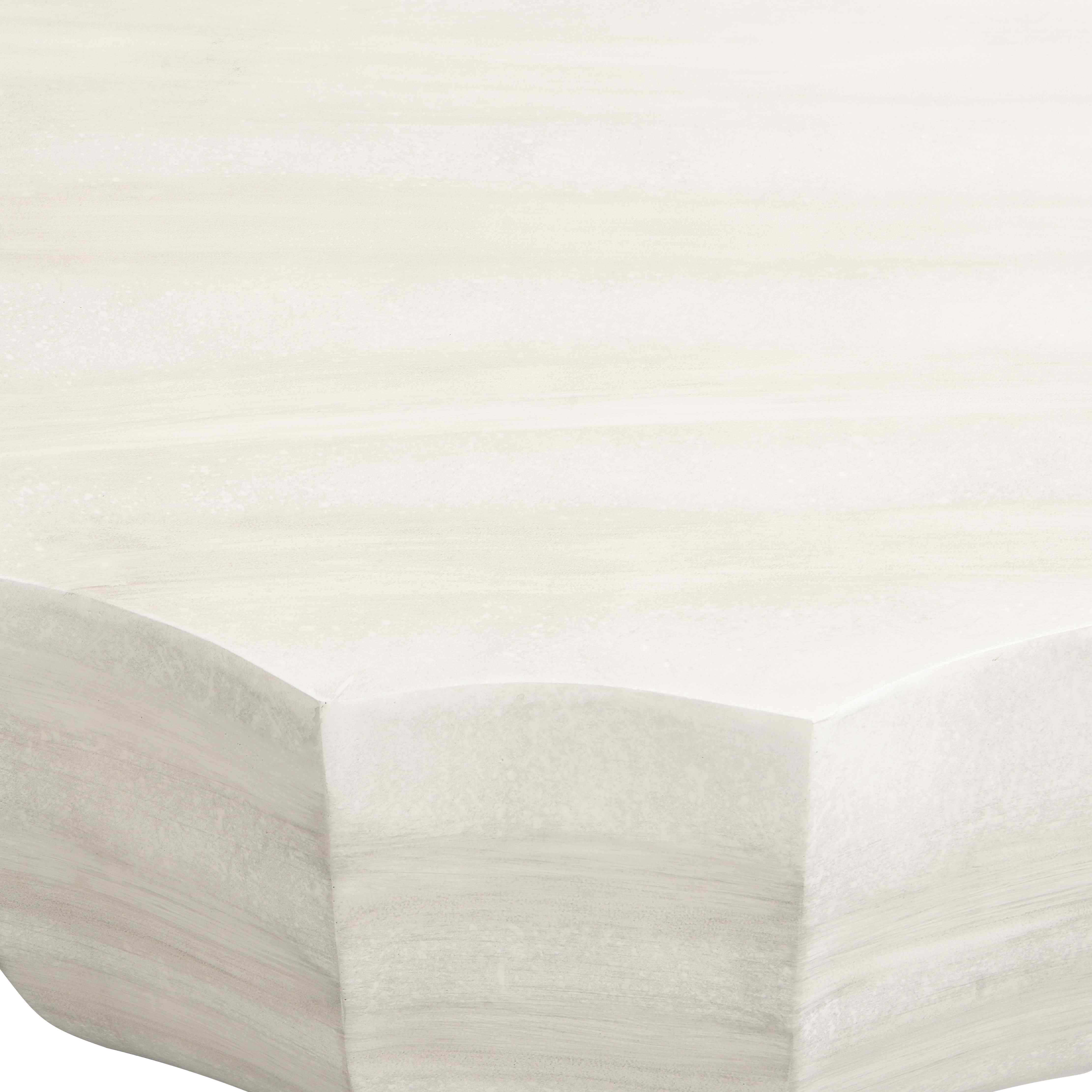Lunale 35.43" Coffee Table for Indoor & Outdoor, Waterproof Durable MgO Cement Design, Off White