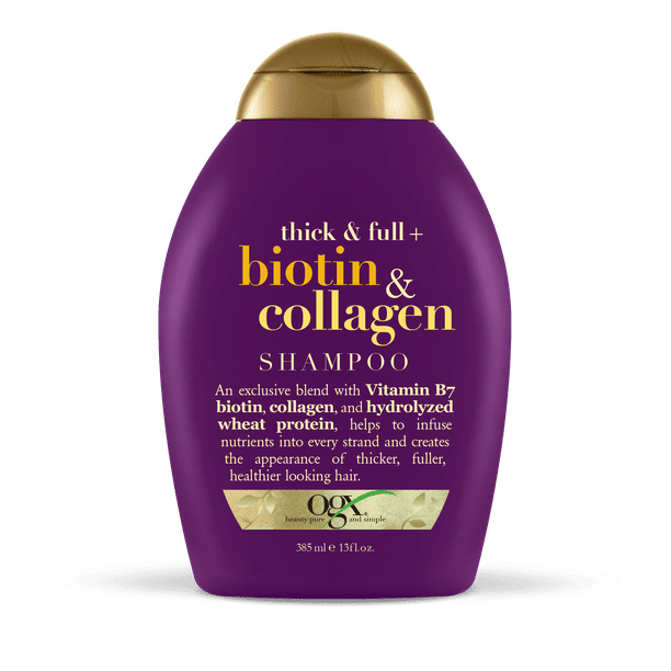 OGX Thick & Full + Biotin & Collagen Volumizing Shampoo for Thin Hair, Thickening Shampoo with