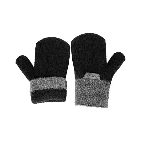 wonima44 Kids Girls Boys Double Layer Warm Knit Mittens Winter Outdoor Gloves for 3-7 Years