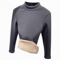 thumbnail image 1 of Splozh Mignons Chandails d'Automne pour Femmes Chemises à Manches Longues pour Femmes Col Rond Solide Mince sous-Vêtement en Peluche Chandail Décontracté Léger Chaud Blouse Hauts Gris Foncé,L, 1 of 1