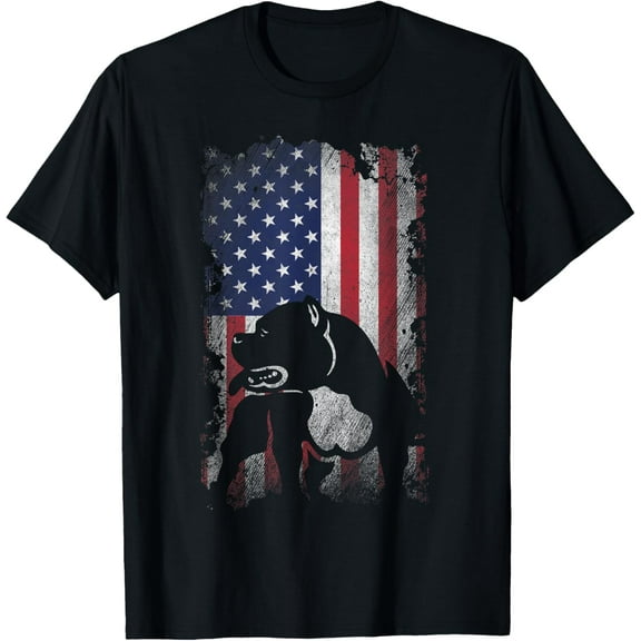 t-shirt Patriotic American Bully American Flag USA Pitbull Dog Lover T-Shirt mens,black,women,funny,journey,Crew Neck, Short Sleeve,printing