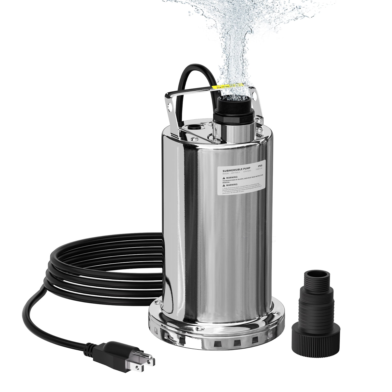 SEYVUM 3900GPH 1HP Submersible Water Pump, Stainless Steel Sump Pump with 16.5FT Cord, Utility Pump Portable Transfer for Pool Draining Garden Spa Hot Tub Pond Flood Basement Yard