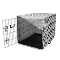 thumbnail image 3 of Cats Dog Crate Cover, Funny House Kitty Playing Around Meow Whiskers Pets Pattern Illustration, Easy to Use Pet Kennel Cover for Medium Large Dogs, 35" x 23" x 27", Dark Brown and White, by Ambesonne, 3 of 6