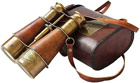 Nautical Victorian Marine Binocular Leather Case Brass Copper Quote Compass Stylish Handmade Orange Brass Pocket Compass Portable Leather Cover gift