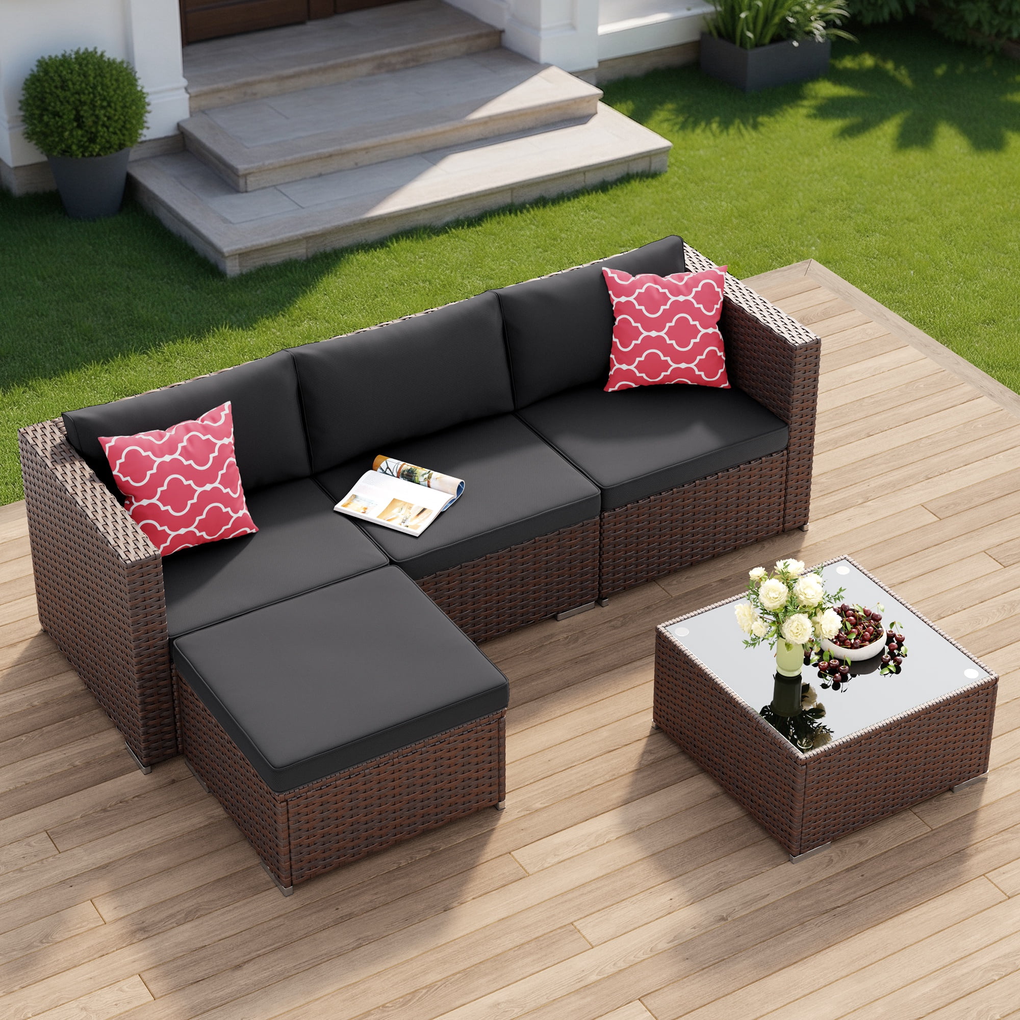 Patio Furniture Set on Sale, Outdoor Conversation Set with Rattan Chair & Coffee Table for lawn, Yard, Poolside