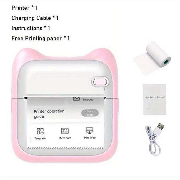 Mini Pocket Printer, Wireless BT Connection Thermal Printer For Photos Receipts Notes Memo Label Qr Codes Portable Inkless Gift Printer Compatible With IOS And Android Phone With 1 Roll Printing Paper