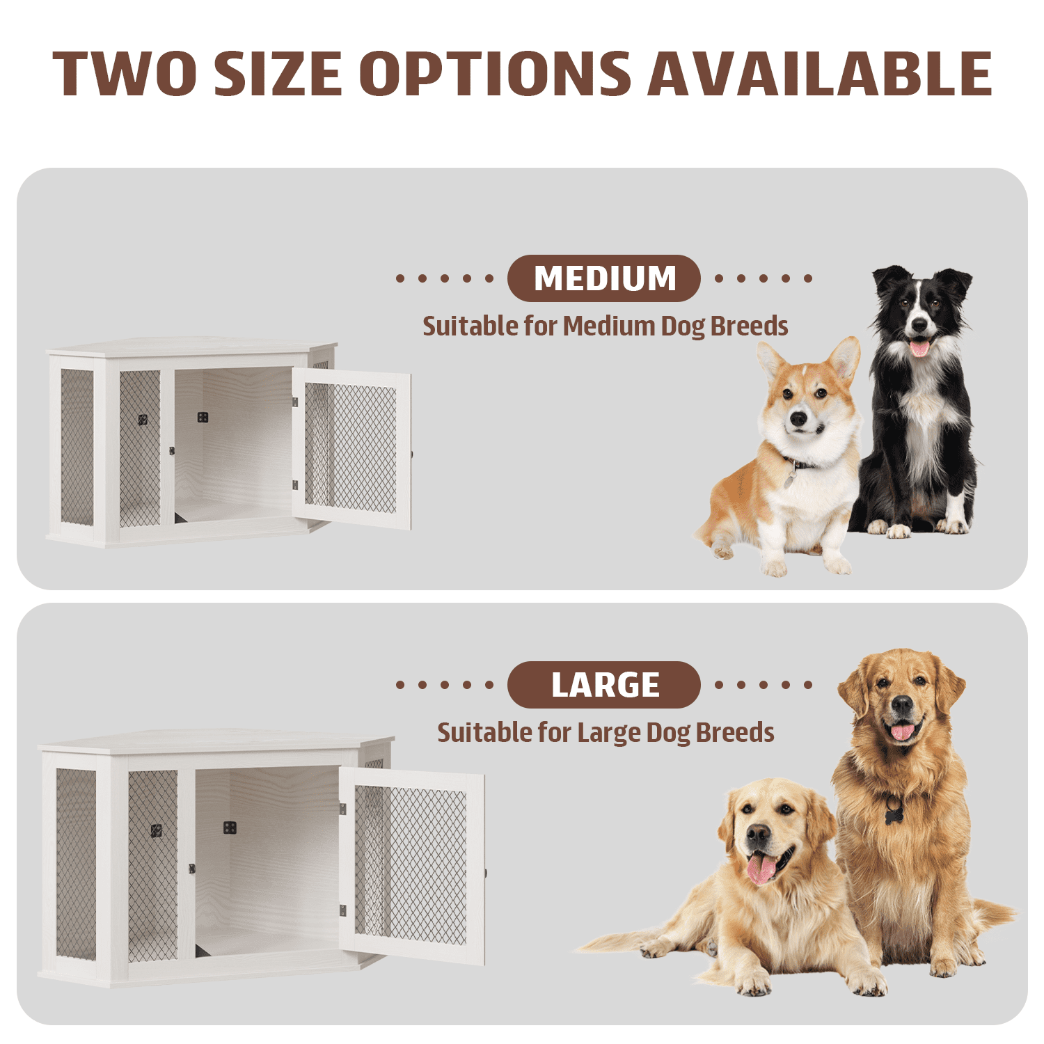 Bossin 44"Corner Dog Crate Furniture，Wooden Dog Kennel Indoor Furniture，Decorative Dog Crate, Dog Kennel TV Stand End Table for Small to Large Dogs