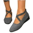 thumbnail image 5 of Tawop Loafers Womens Dress Shoes- Fashion Comfort Non Slip Shoes Slip-On Casual Wedge Dress Shoes Everyday Wear Crossed Band Office Work, 5 of 9