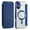 iPhone 16, variant on Havilah For iPhone 16 Shield Case for Apple 16 Compatible With Magsafe RFID Anti-theft Leather iPhone 16 Case(Dark Blue)