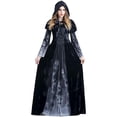thumbnail image 1 of yingyy Costume de Sorcière d'Halloween Cape Slim Robe en Dentelle Vampire pour Mariée Fantôme Robe à Manches Longues No.2, 1 of 6