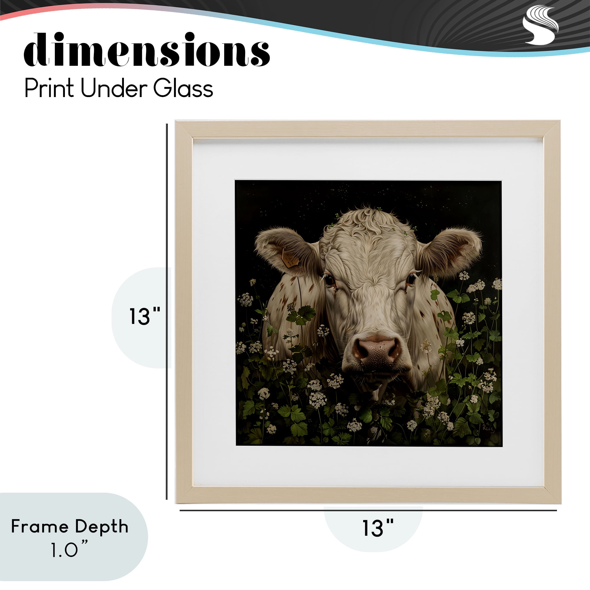 Stupell Industries Cow in the Green Meadow Birch Framed Print Under Glass, design by Creative Studio
