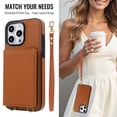 thumbnail image 3 of Allytechgroup Wallet Case for iPhone 14 Plus, Built-in Card Holder & Shoulder Strap & Wrist Strap Slim Shockproof Protective Full Body Cover Bumper for iPhone 14 Plus, Brown, 3 of 6