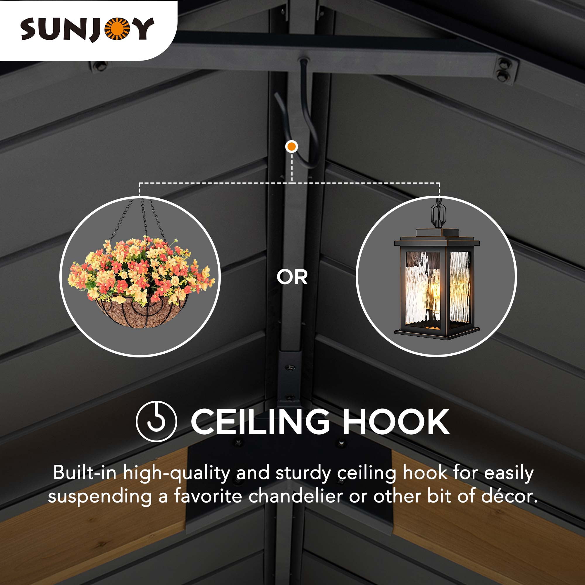 AutoCove 11x13 Wood Carport, Black Gable Roof Wood Gazebo, Outdoor Living Pavilion with Ceiling Hook