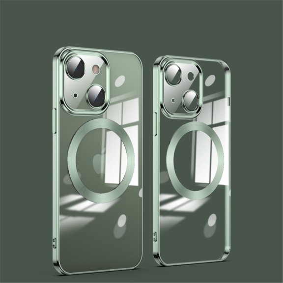 Tarise Magnetic Cover for Apple iPhone 13 6.1", iPhone 13 Clear Case with Magsafe, Shockproof Slim Non-Yellowing Clear Plating Phone Cover Case with Camera Lens Protector for iPhone 13 2021, Green