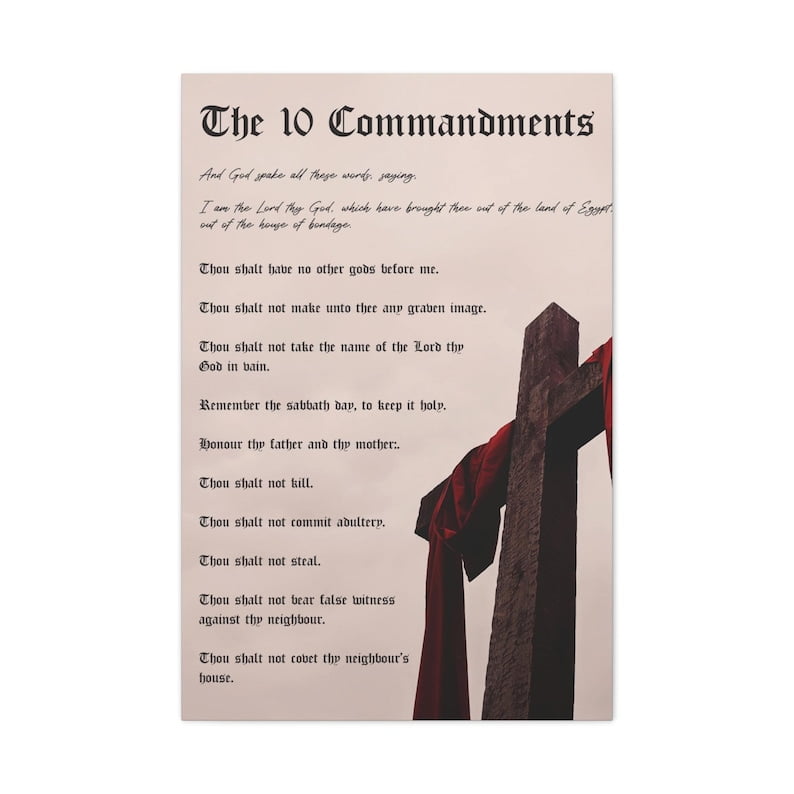 DailyMood Christian Scripture Wall Art Ten Commandments Canvas Print Frameless