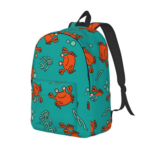 Disketp Colorful Crab print Canvas Backpack Lightweight Travel Daypack Student Rucksack Laptop Backpack-