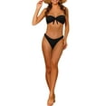 thumbnail image 2 of Women's Bandeau Bikini Sets, Ribbed Bowknot Strapless with Bottoms 2 Piece Swimwear Bathing Suit Swimsuit Small Black, 2 of 5