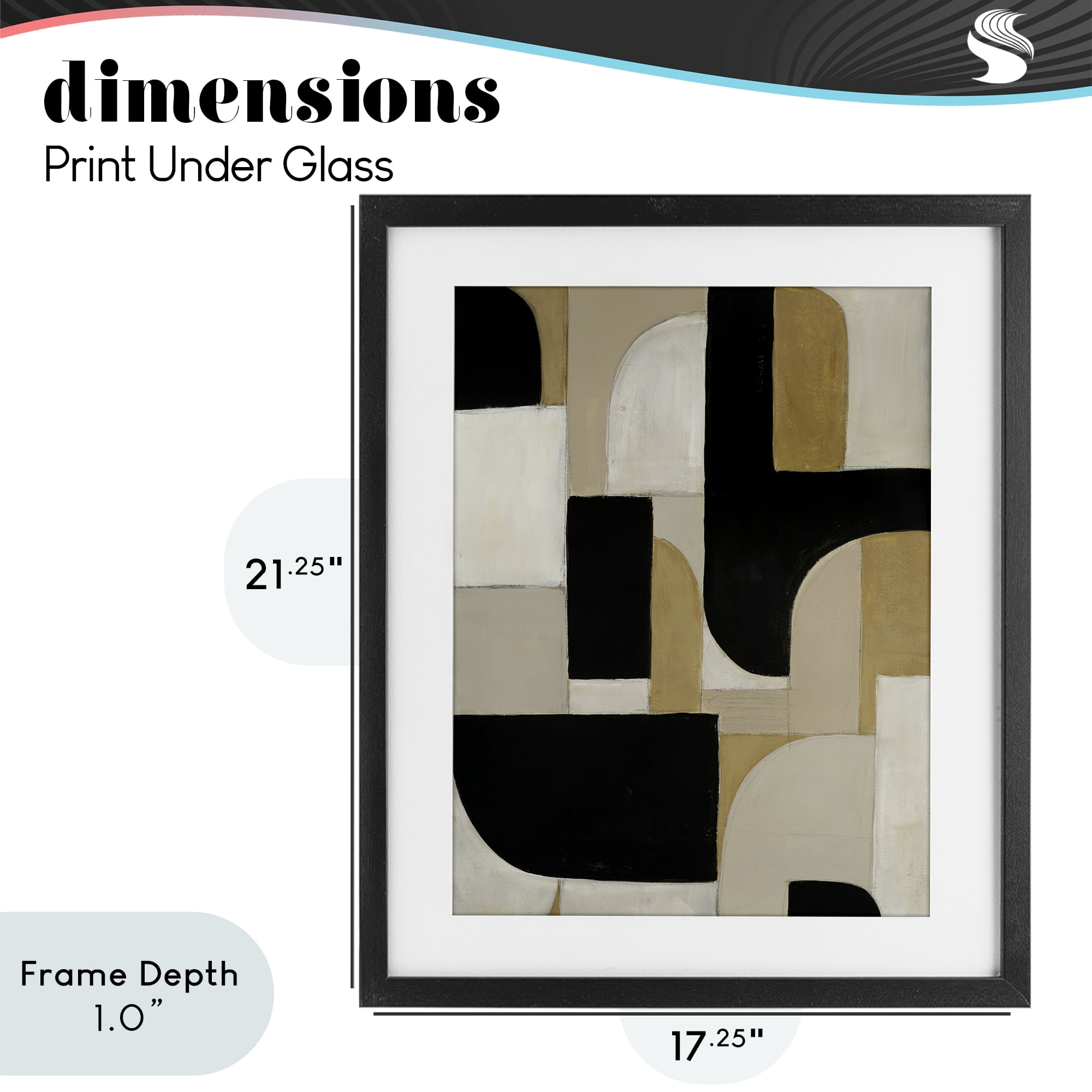 Stupell Industries Black & Neutral Shapes Black Framed Print Under Glass, design by Kippi Leonard