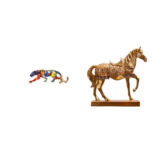 Majestuosa Escultura Animal Fusión De Leopardo Y Caballo Caminando, Adorno Para Decoración Elegante De Estanterías En El Hogar U Oficina, Y Exhibición Artística.