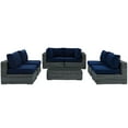 thumbnail image 3 of Modway Summon 7-Piece Aluminum and Rattan Patio Sectional Set in Canvas/Navy, 3 of 8