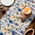 thumbnail image 4 of Table Runner - 72 Inch Long, Spring Blue Flowers Kitchen Dining Table Runner Dresser Scarves, Vintage Floral Botanical Rustic Garden Farmhouse Decor for Coffee Tables Wedding Party Banquet, 4 of 8